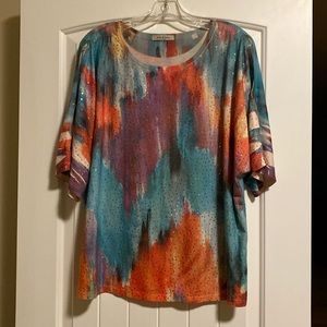 Sparkle blue coral pinks sequin Top